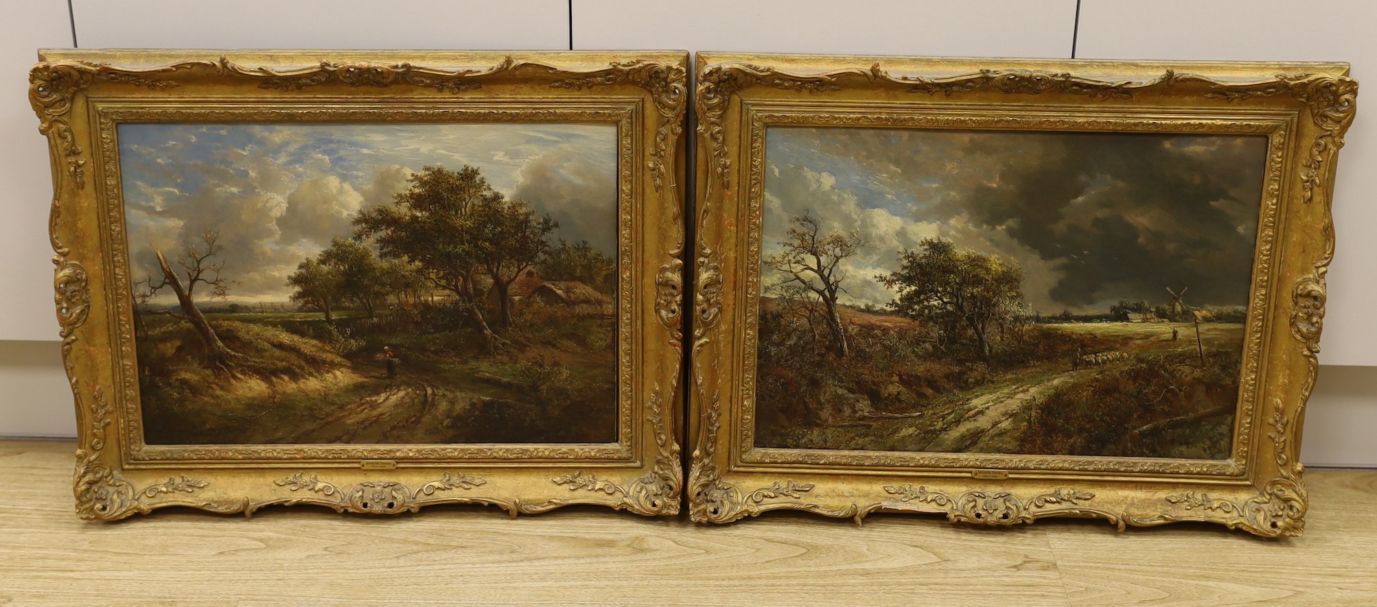 Joseph Thors (1843-1898), pair of oils on board, rural scenes, both signed, 35 x 50cm